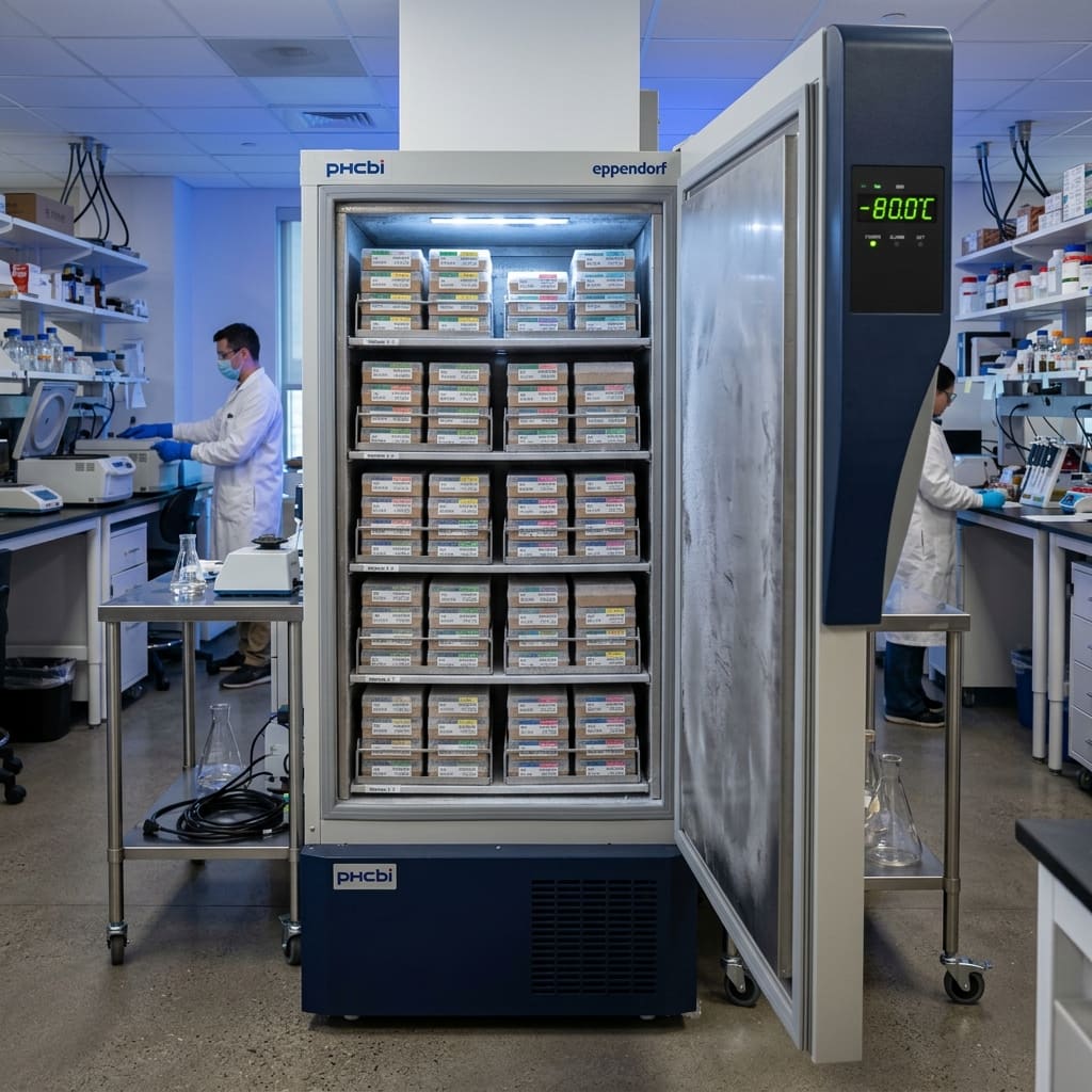 WinHyCare ultra-low freezers installed in a research laboratory